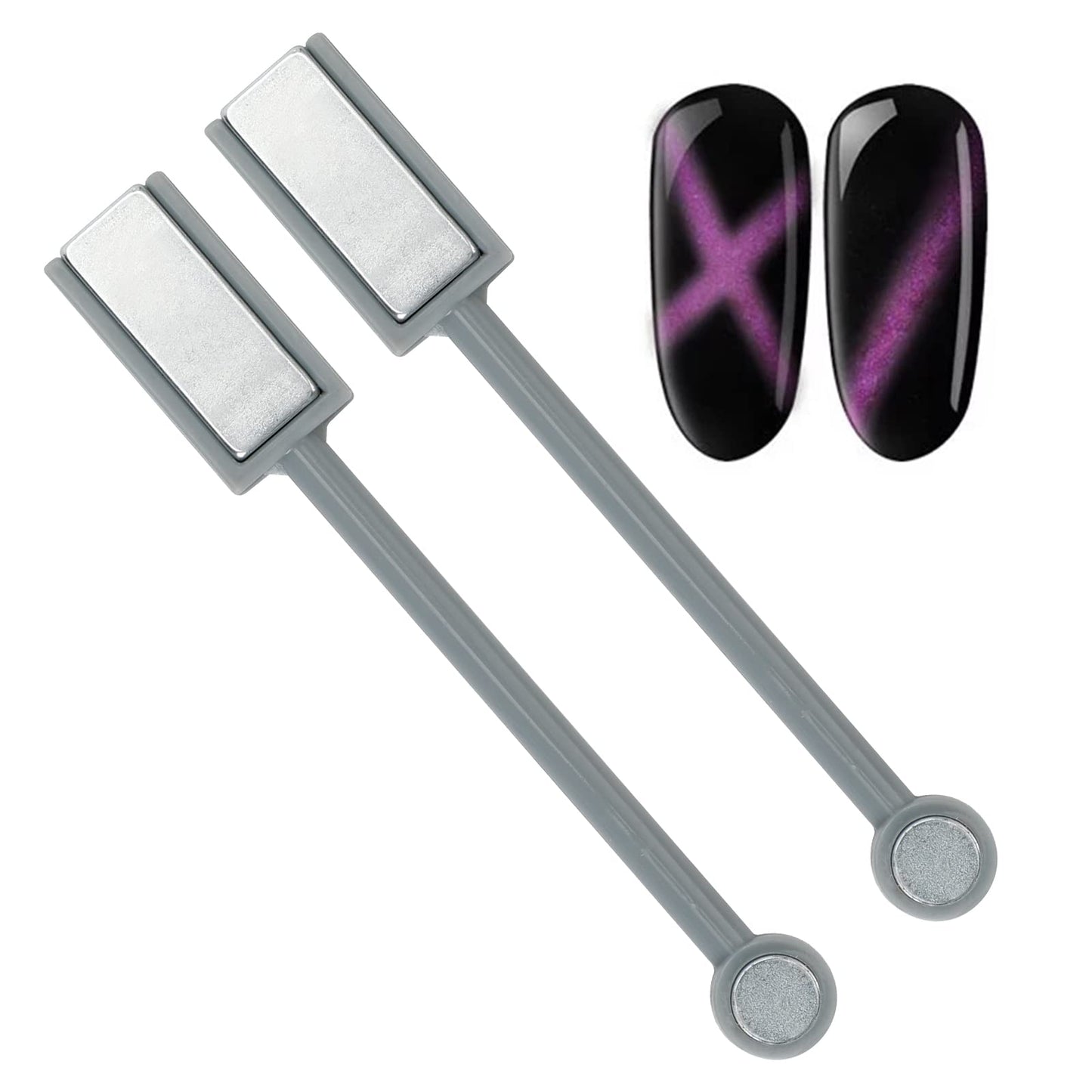 2Pcs Cat Eye Magnet for Nails 3D Cat Eye Magnet Strong Pen Dauble Head Cat Eye Magnet Stick Cat Eye Gel Nail Polish Nail Art Manicure Tool Beauty & Personal Care Audoloku