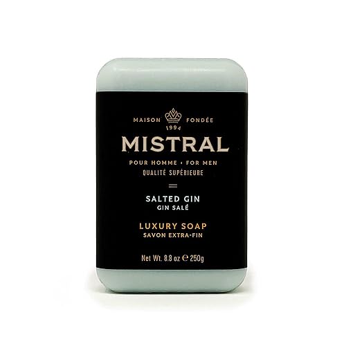 Mistral Salted Gin Luxury Bar Soap for Men | Men’s Natural Soap Bar | Paraben, Phthalates Free | Moisturizing & Triple-Milled Natural Soap for Men Beauty & Personal Care Mistral
