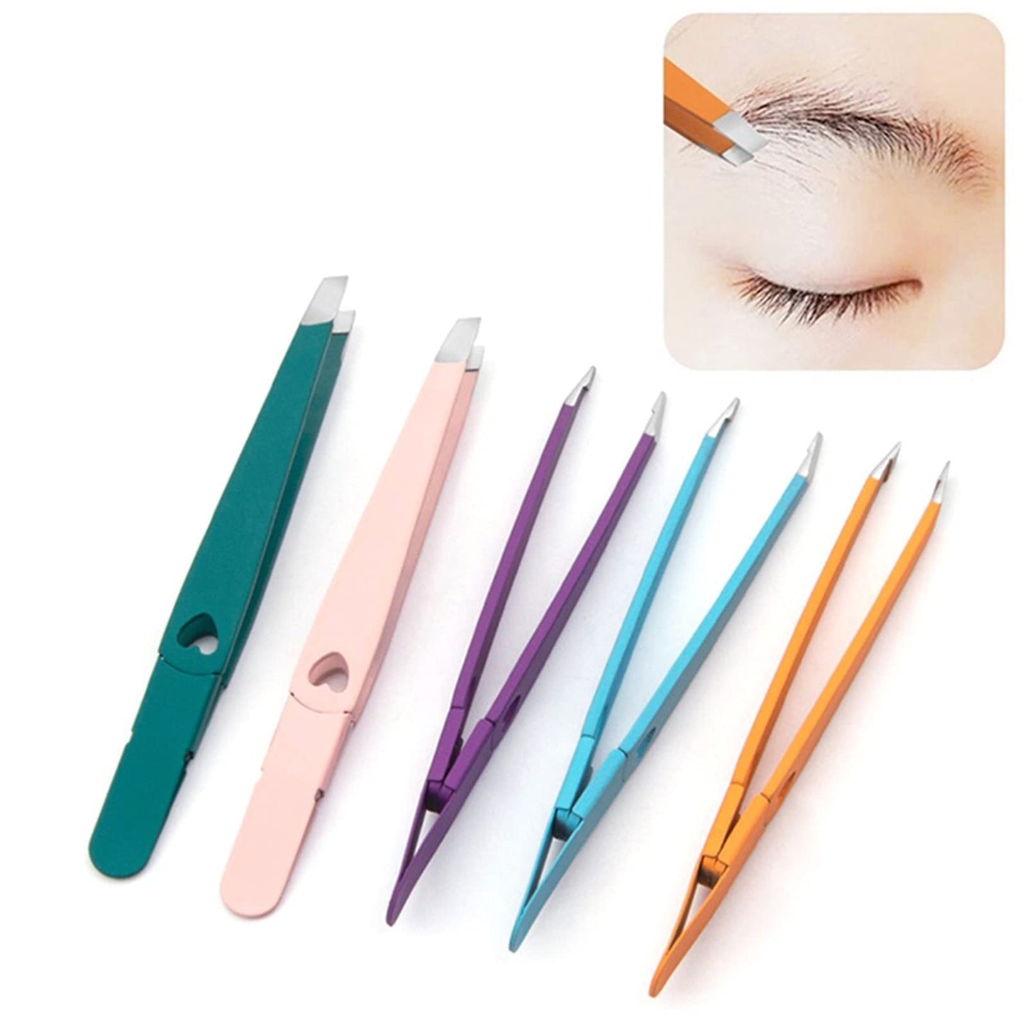 MENGKK Tweezers Professional Eyebrow Tweezers Stainless Steel Slanted Eye Brow Clips Makeup Tool(Green) Beauty and Personal Care MENGKK