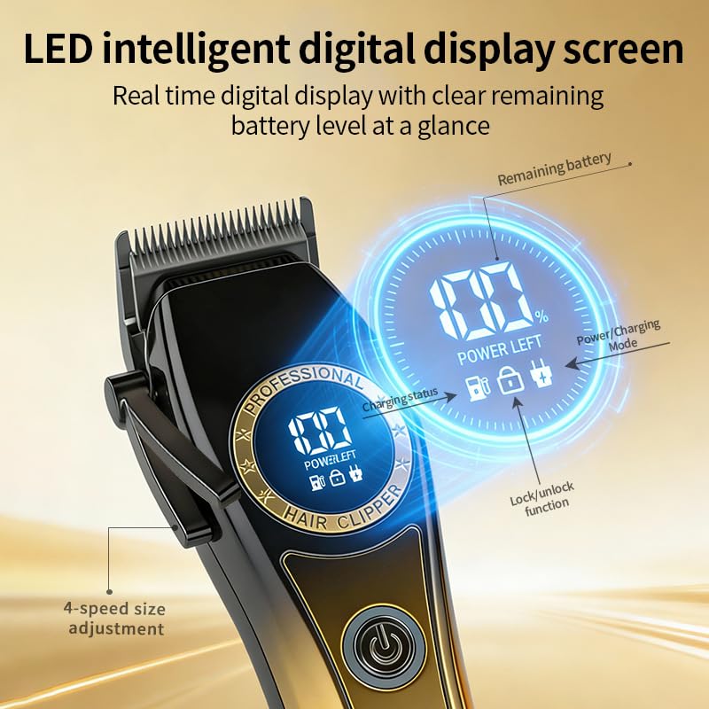 Professional Hair Clippers for Men Barber-Grade Cordless Clipper & Split Trimmer Set with LCD Display & High Speed Motor 7 Limit Combs Cutting Tools Beauty and Personal Care GLESVOWIO