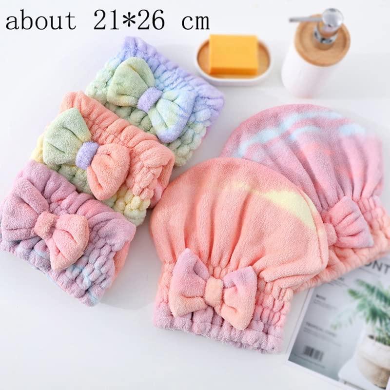 HIONJIN Microfiber Rainbow Bow Shower Cap Female Quick Dry Hair Towel Shower Wrap Beauty and Personal Care HIONJIN