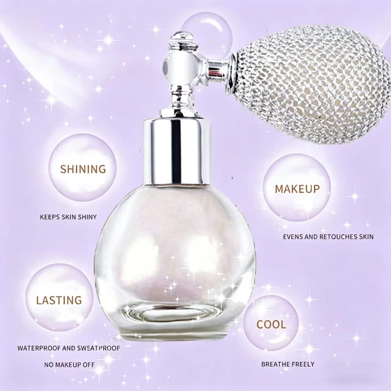 Glitter Powder Spray, Loose Shimmer Powder, Highlighter Spray Makeup for Face Body Hair, Lasting Glitter Hairspray, Cosmetic Sparkling Body Makeup Beauty & Personal Care Shunrenful