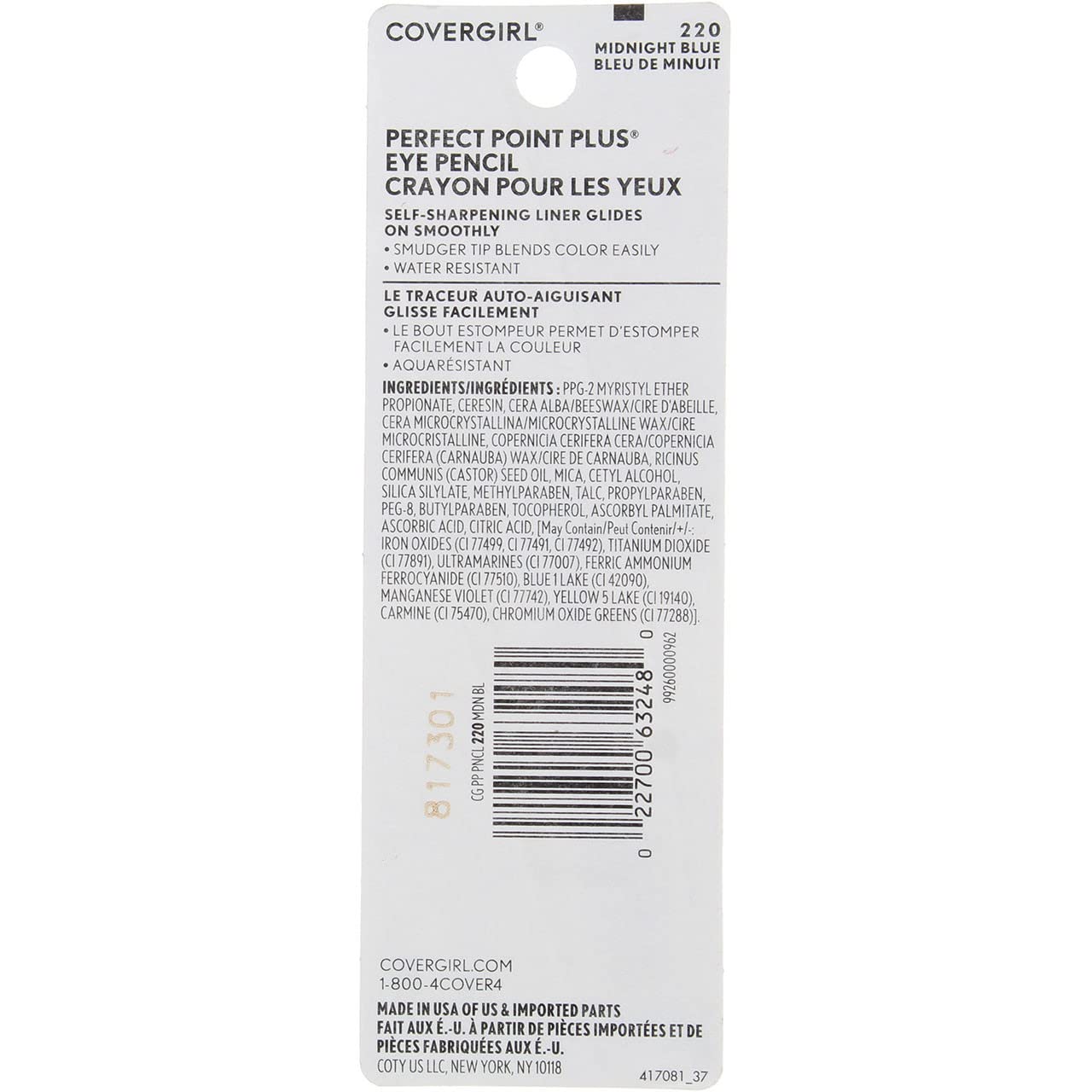 Covergirl Perfect Point Plus Self Sharpening Eye Pencil, Midnight Blue [220], 0.08 Ounce Beauty & Personal Care COVERGIRL