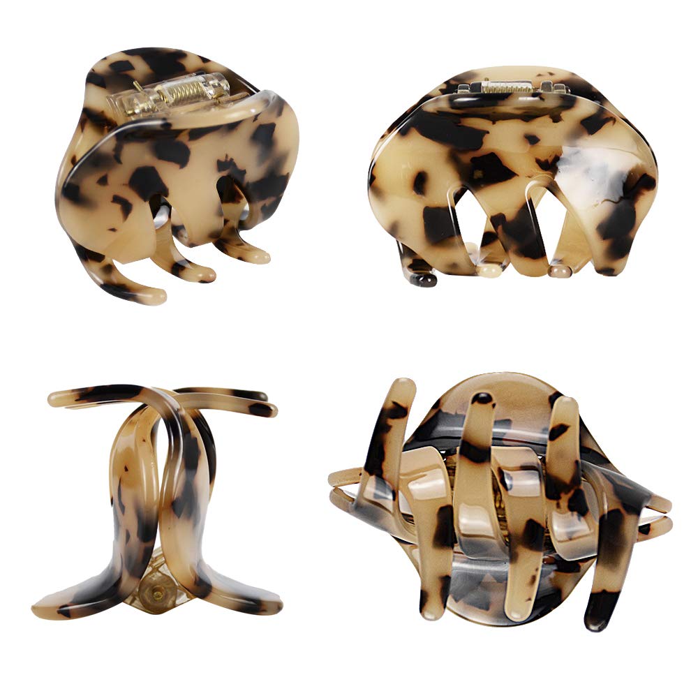 4 Pack 2.1 Inch Hair Claw Clips Tortoise Shell Cellulose Acetate Resin Hair Barrettes Medium French Design Hair Jaw Leopard Print Fashion Hair Styling Beauty & Personal Care BOUNIQ