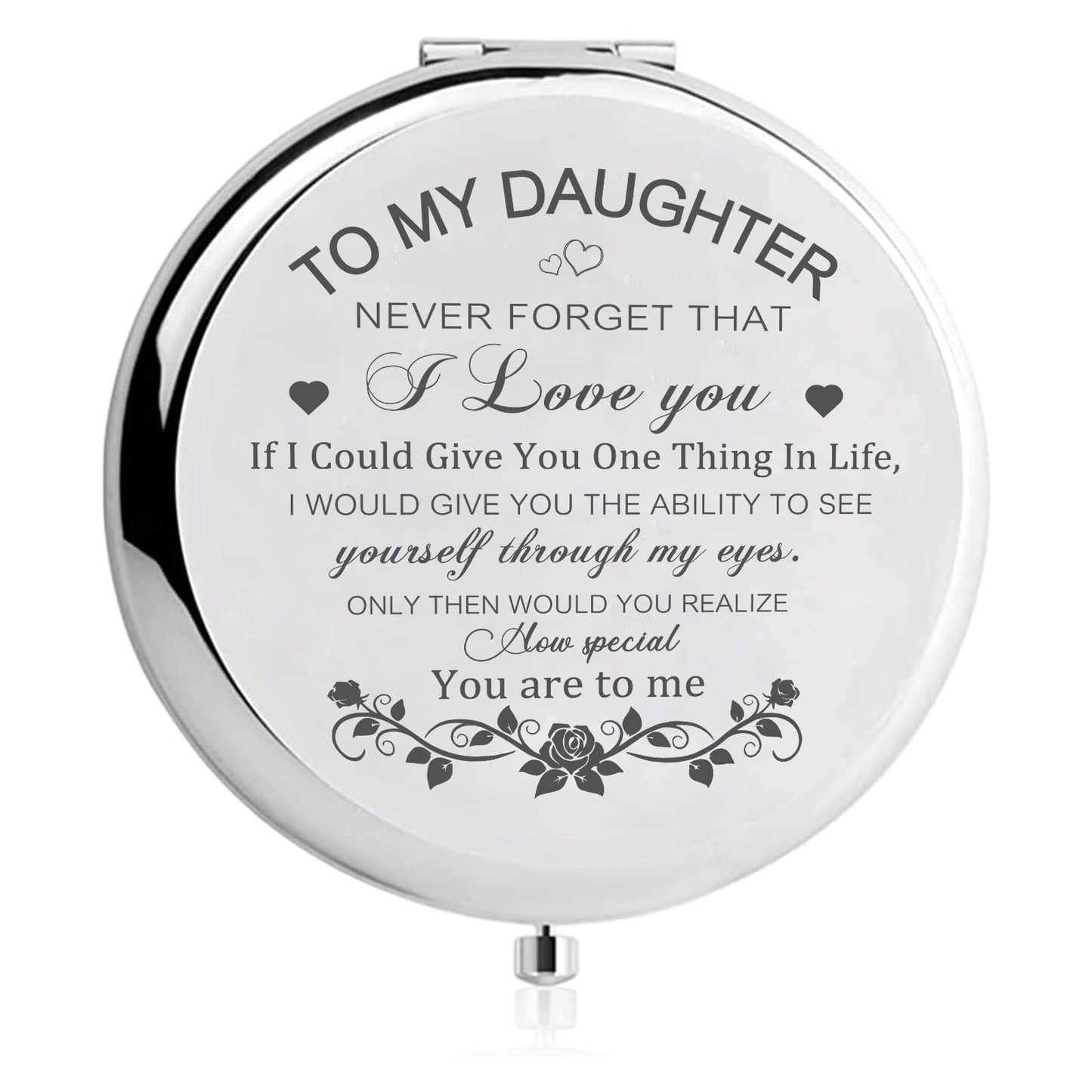 GAOLZIUY Daughter Gifts from Mom, Silver Daughters Compact Mirror, Birthday Gifts for Daughter from Mother for Daughters Birthday, Graduation Wedding Beauty & Personal Care GAOLZIUY