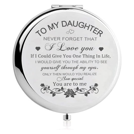 GAOLZIUY Daughter Gifts from Mom, Silver Daughters Compact Mirror, Birthday Gifts for Daughter from Mother for Daughters Birthday, Graduation Wedding Beauty & Personal Care GAOLZIUY