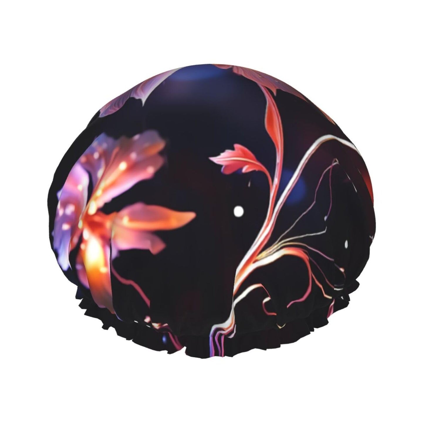 Cool Decorative Flowers Shower Cap For Women Reusable Double Layers Bathing Bath Cap Hair Caps Waterproof Elastic Band Ladies Spa Salon Shower Hat Beauty and Personal Care GDSHJKLW