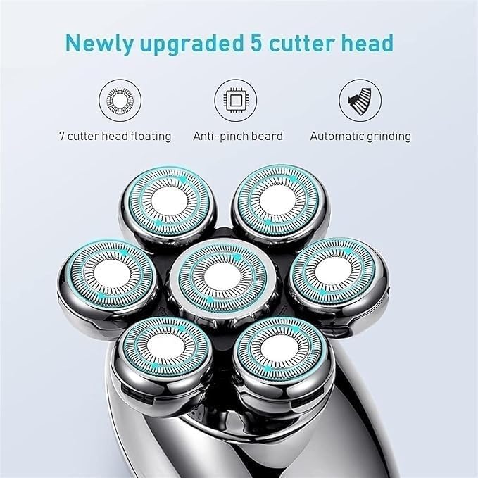 Electric Razor for Men's, 5 in 1 Electric Shaver for Men 7D Floating Cutter Head USB Rechargeable Rotary Shaver Smart Multifunctional Grooming Kit Beauty and Personal Care CYRMPQ