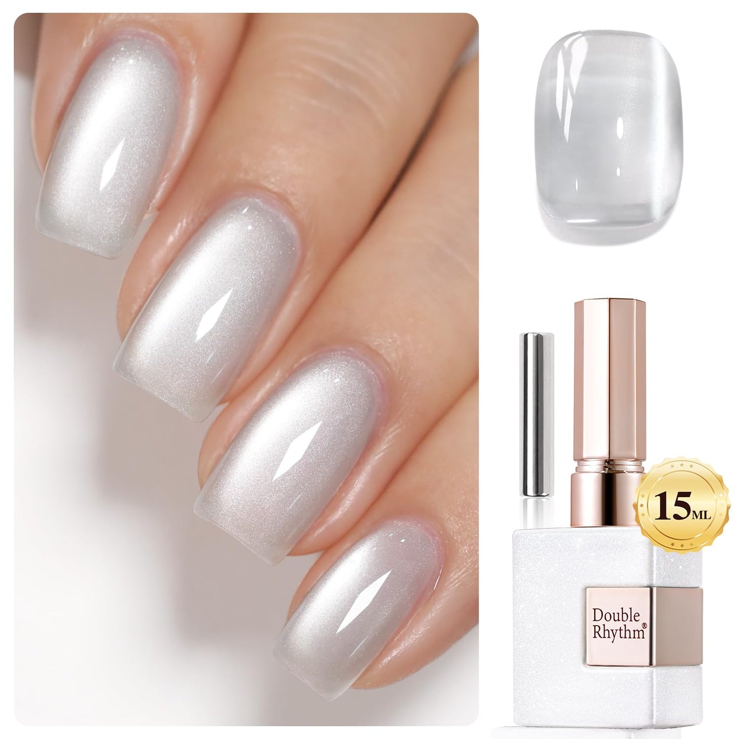 Double Rhythm Jelly Glass Cat Eye Gel Polish with Magnet 15ML Holographic Glitter Shimmer Translucent Sheer Color Magnetic Nail Polish Salon DIY at Beauty and Personal Care Double Rhythm Default Title