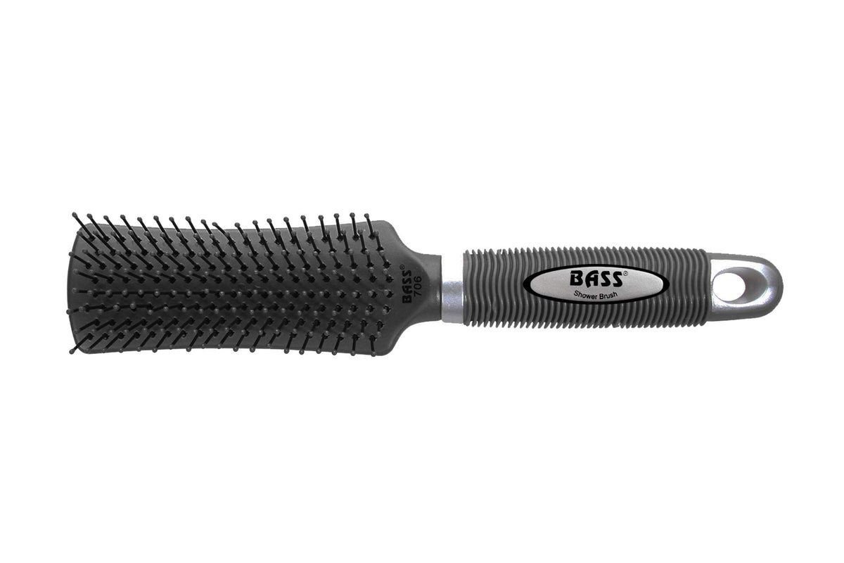 Bass Brushes | The Shower Brush | Wet Brushing | Optimized for Use in Water | Professional Grade Nylon Pin | Rubber Grip Handle | Smoke Finish | Model