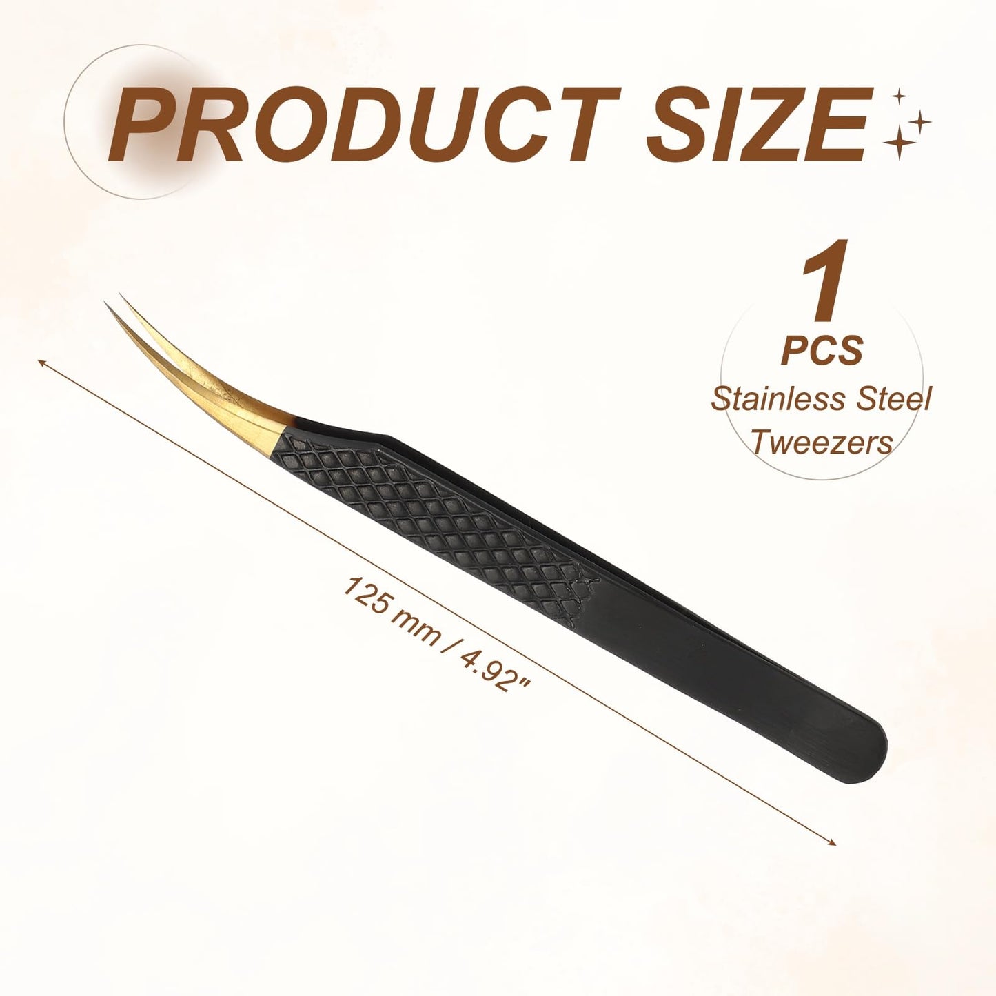 HARFINGTON High Precision Lash Tweezers, 4.9"(125mm) Stainless Steel Dolphin Tip Eyelash Extensions Tweezer Casual Beauty Tools for Eyelash Beauty and Personal Care HARFINGTON