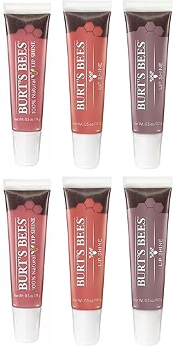 Burt's Bees 100% Natural 6 Count Lip Shine Variety Pack -Moisturizing Lip Gloss - Peachy, Spontaneity, Flushed Blush Beauty & Personal Care Burt's Bees