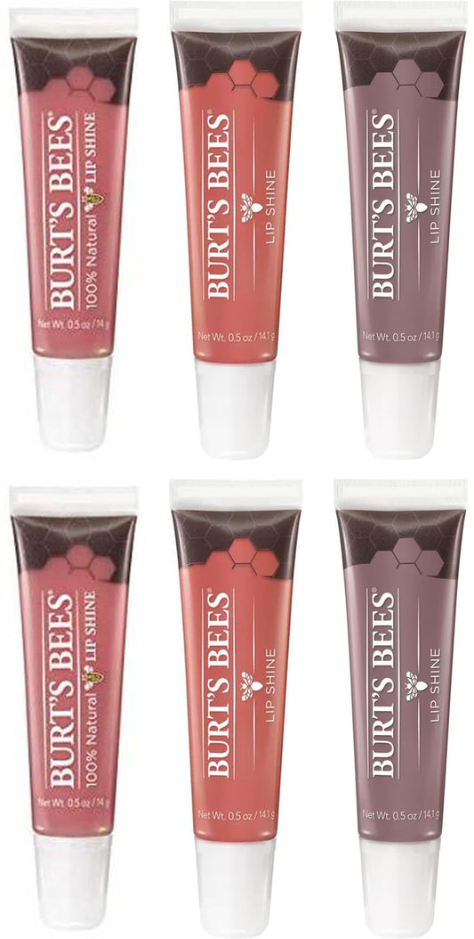 Burt's Bees 100% Natural 6 Count Lip Shine Variety Pack -Moisturizing Lip Gloss - Peachy, Spontaneity, Flushed Blush Beauty & Personal Care Burt's Bees
