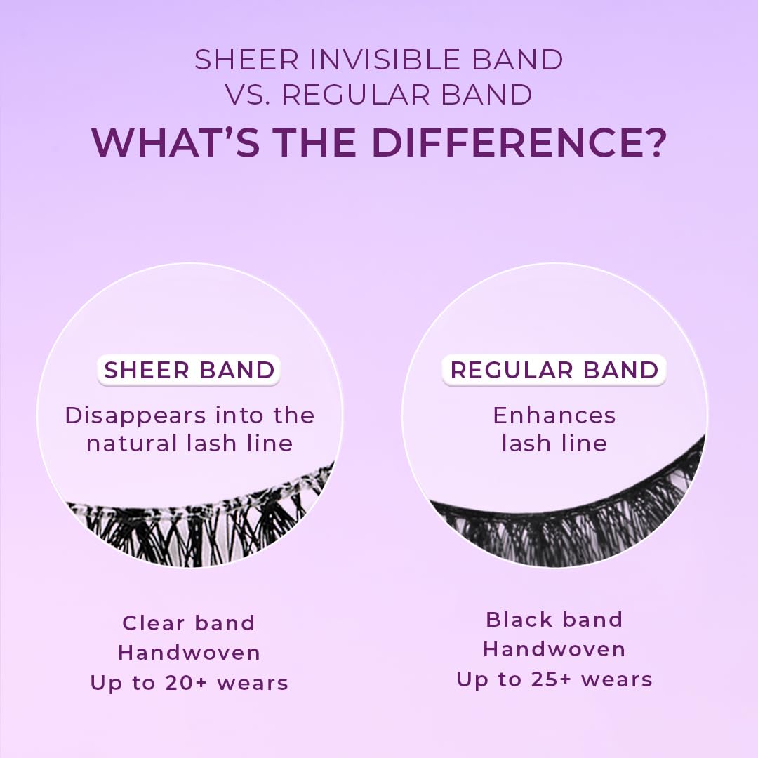 Lilly Lashes Sheer Band, False Eyelashes w/Invisible Band Lashes, False Lashes Natural Look, Wispy Lashes Style, Clear Band Lashes, Reusable Eyelashes Beauty & Personal Care Lilly Lashes
