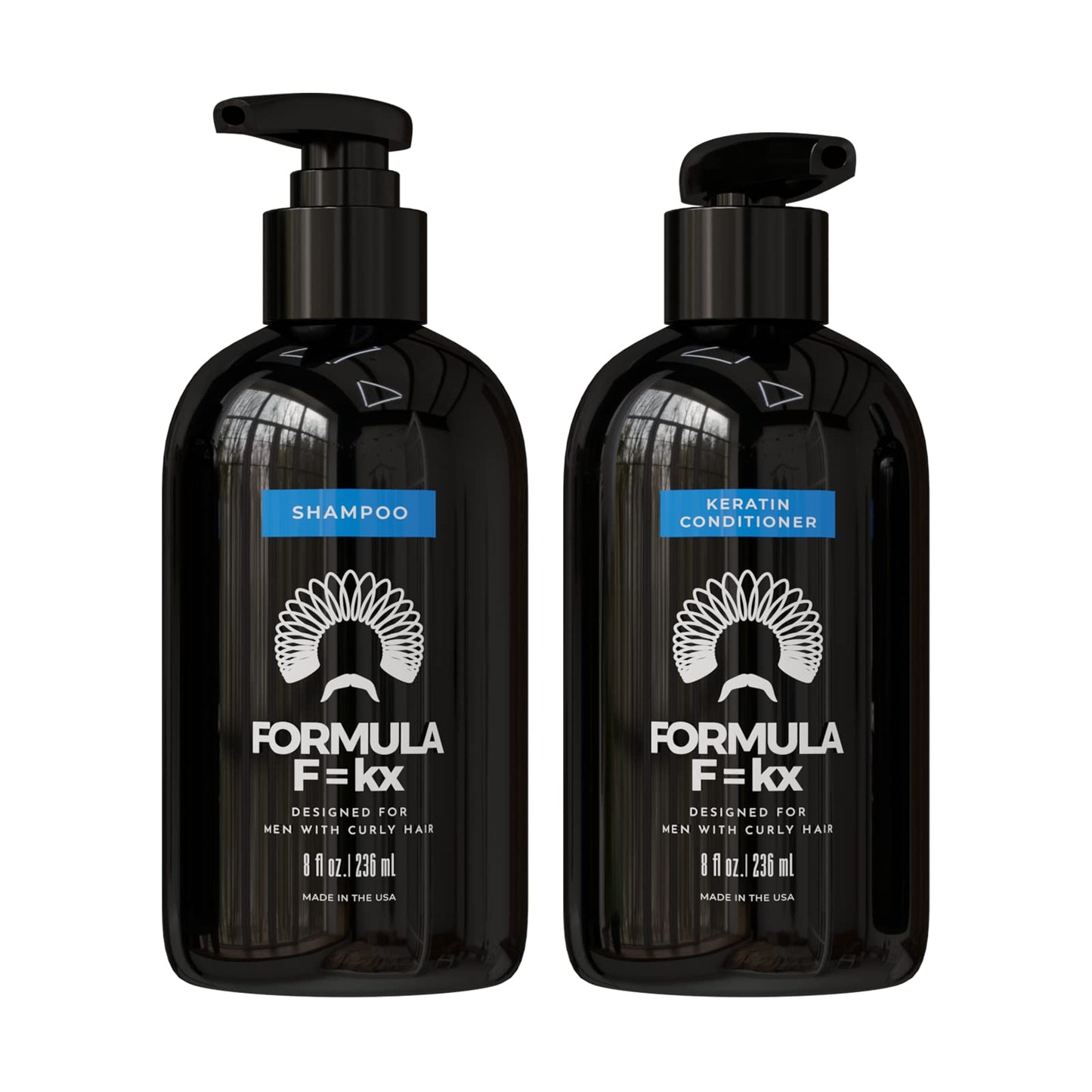Formula F=kx - Curly Hair Product Set - Keratin, Aloe & Coffee Seed Extract Shampoo and Conditioner - For All Curl Types - Sulfate-Free - Ocean Scent Beauty & Personal Care FormulaF=KX