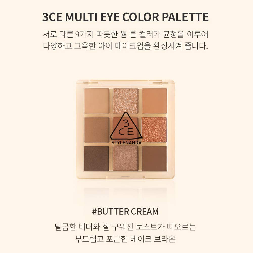 3CE Multi Eye Color Palette Clear Warm & Cool #Butter Cream 9Colors Peal Glow Eye Shadow Staylenanda Beauty & Personal Care 3CE