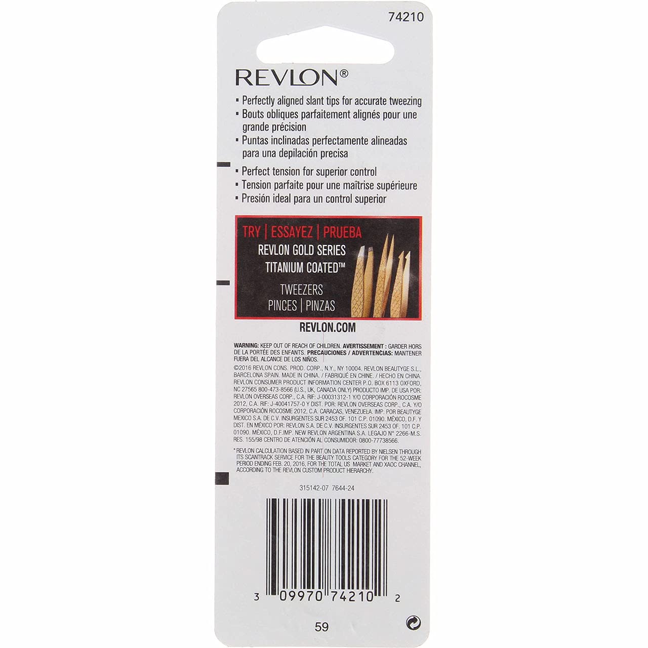 Revlon Expert Tweezer, Slant Tip 1 ea (Pack of 5) Beauty & Personal Care REVLON