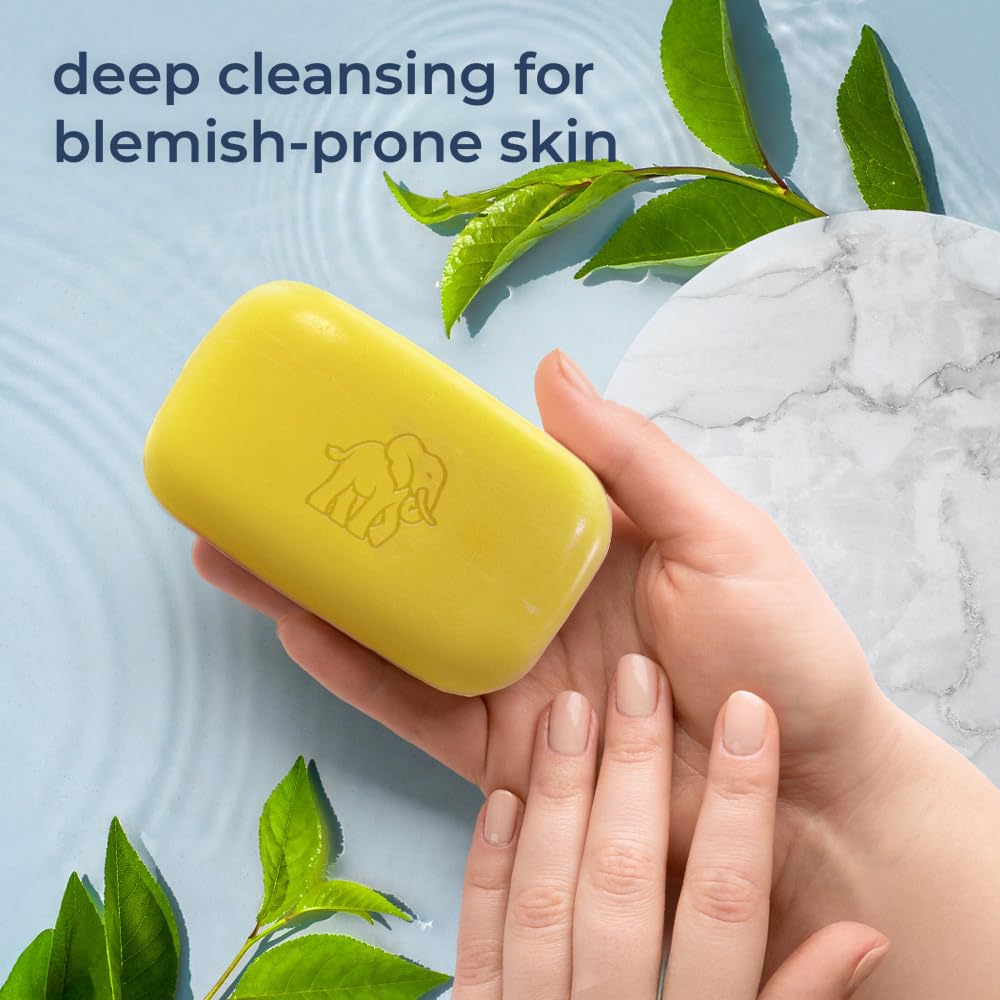 Natural Elephant Dead Sea Sulfur Soap 4.4 oz with Dead Sea Salt, Aloe Vera, Sulphur Face and Body Cleanser Bar for All Skin Types (2 Pack (2 4.4 Ounce Beauty & Personal Care Natural Elephant