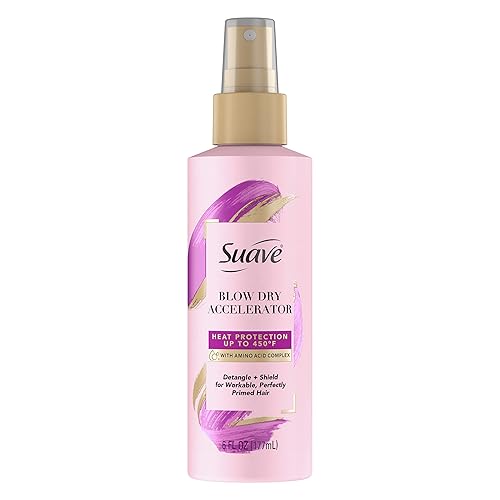 Suave Pink Blow Dry Accelerator Hair Heat Protector Heat Protecting Spray Heat Protectant Spray and Detangler 6 oz Beauty & Personal Care Suave