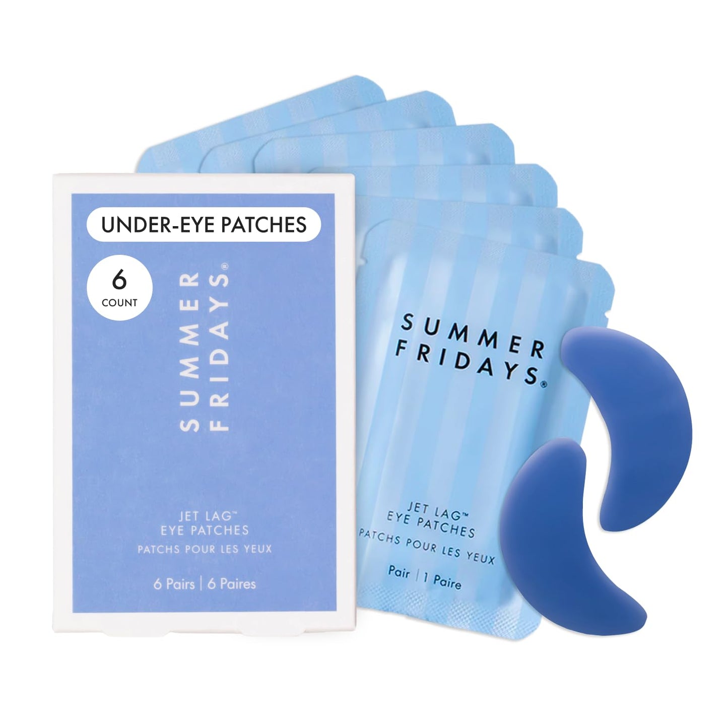 Summer Fridays Jet Lag Hydrating Eye Patches - De-puffing Hydrogel Under Eye Masks with Hyaluronic Acid, Caffeine + Peptides - Soothing + Refreshing Beauty & Personal Care Summer Fridays