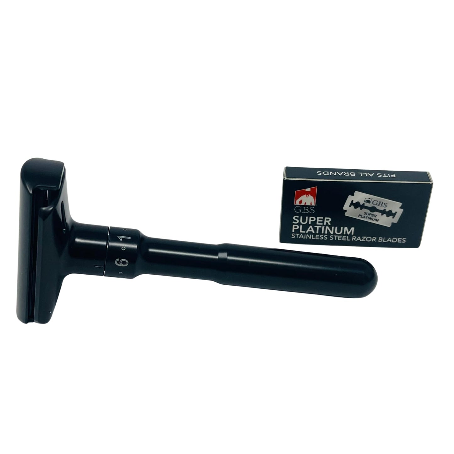 G.B.S Double Edge Safety Razor - Premium Black Steel Shaving Razor with Weighted Handle, Leather Travel Case & 10 DE Blades - Smooth, Close, Beauty and Personal Care G.B.S