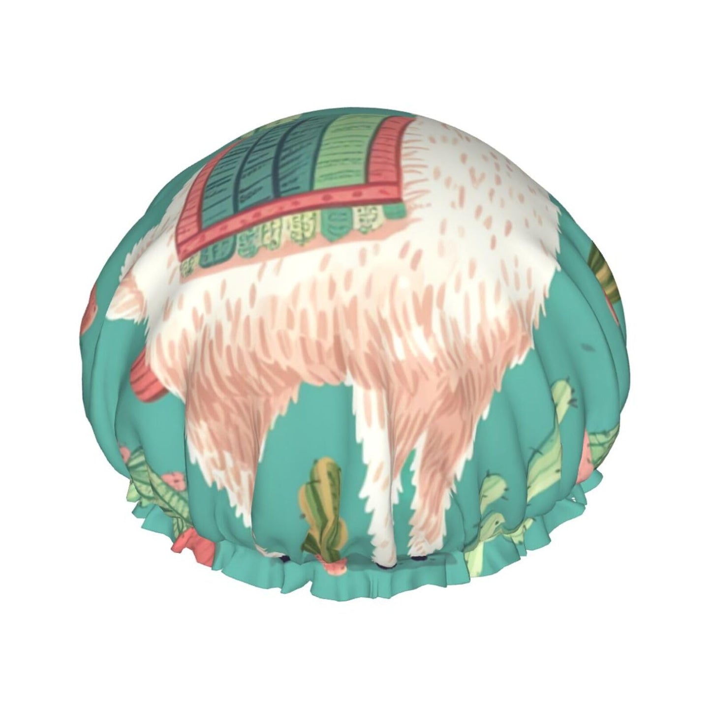 Alpaca Cactus Shower Cap For Women Reusable Double Layers Bathing Bath Cap Hair Caps Waterproof Elastic Band Ladies Spa Salon Shower Hat Hair Caps Beauty and Personal Care GDSHJKLW