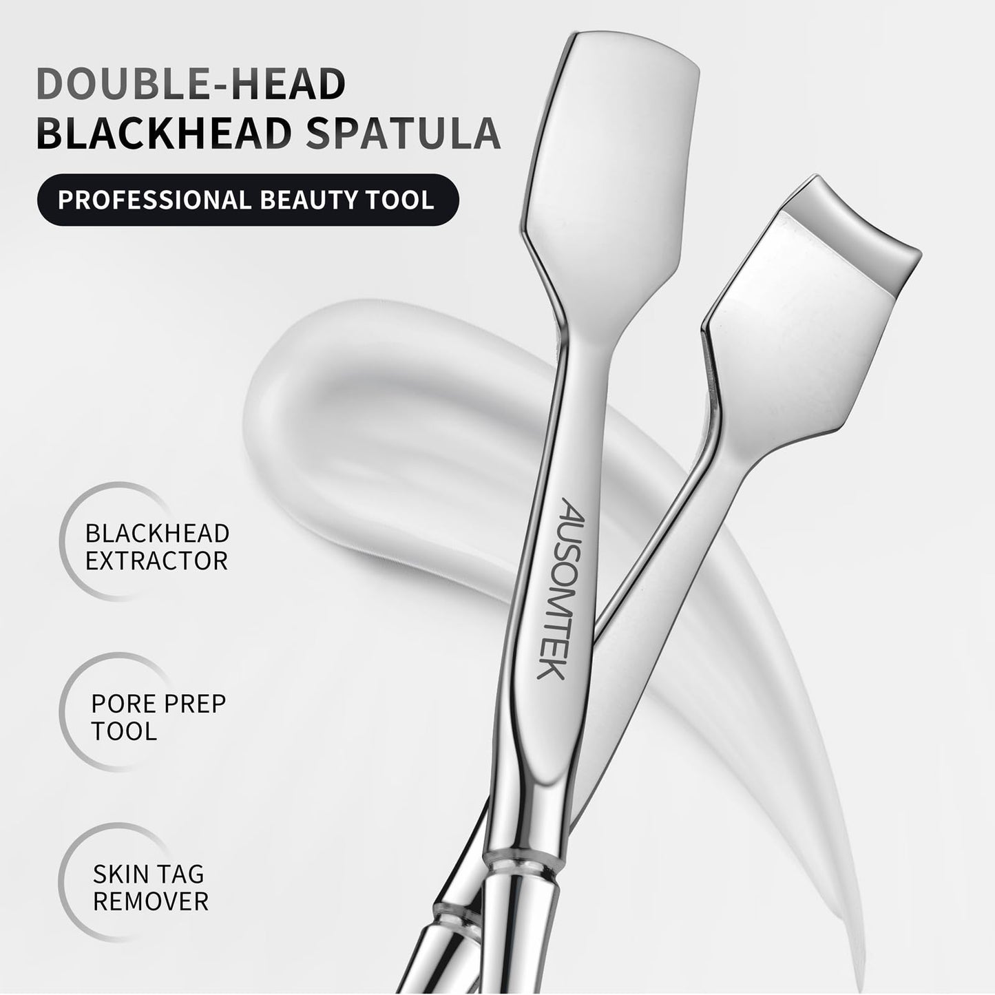 AUSOMTEK Blackhead Remover Tool, Pore Cleaner & Comedone Extractor Face Spatula, Professional Stainless Steel Whitehead & Pimple Extractor Tool Beauty & Personal Care Ausomtek