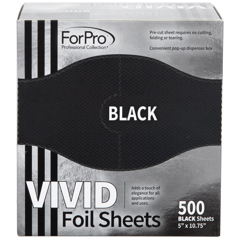 ForPro Professional Collection Vivid Black Embossed Foil Sheets, Aluminum, Pop-Up Foil Dispenser, Hair Foils for Color Application & Highlighting Beauty & Personal Care ForPro Professional Collection