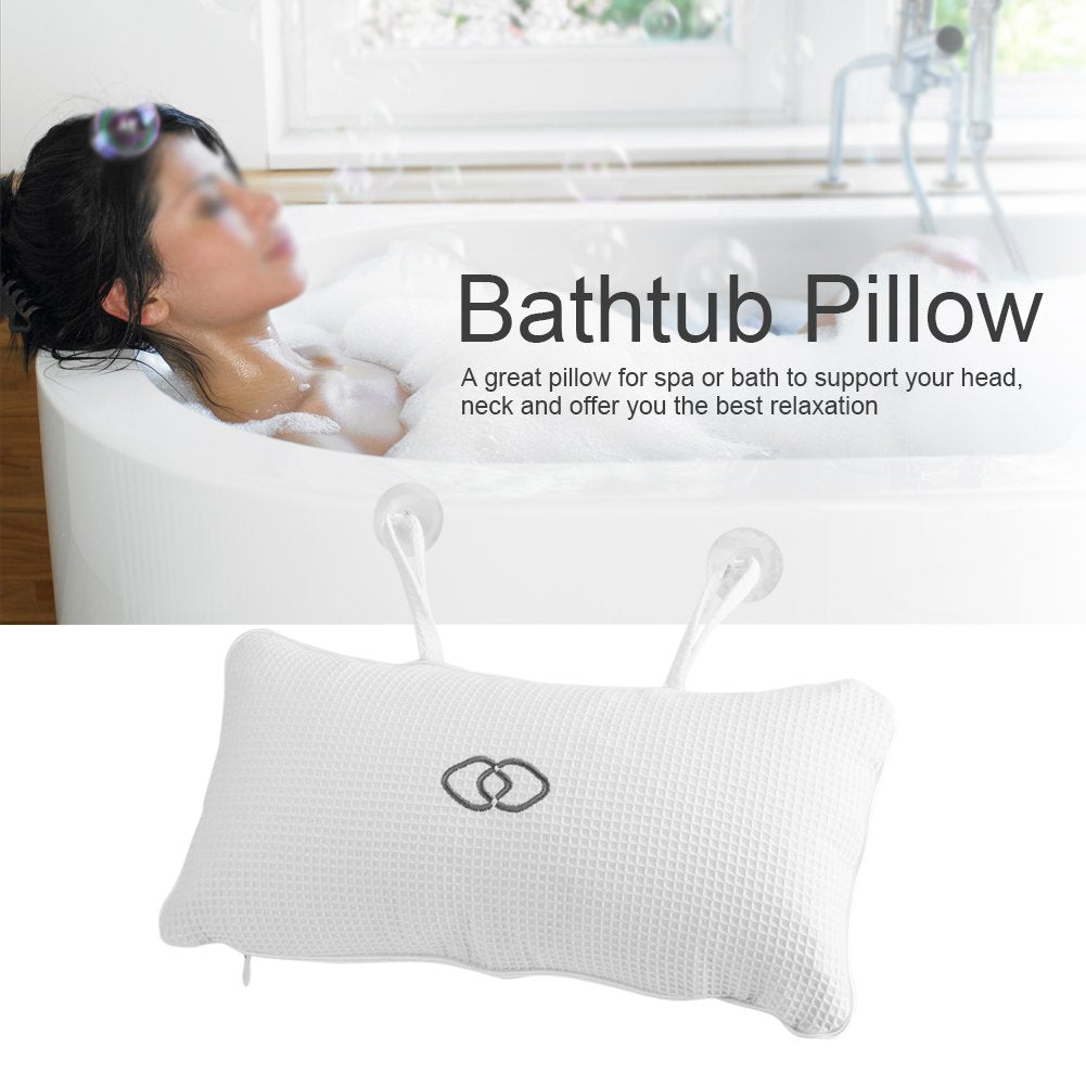 Qioni Bathtub Pillow, Non-Slip Bathtub Spa Pillow Bath Cushion Bathtub Pillow Head Neck Support with Suction Cups for Spa or Bath Beauty and Personal Care Qioni