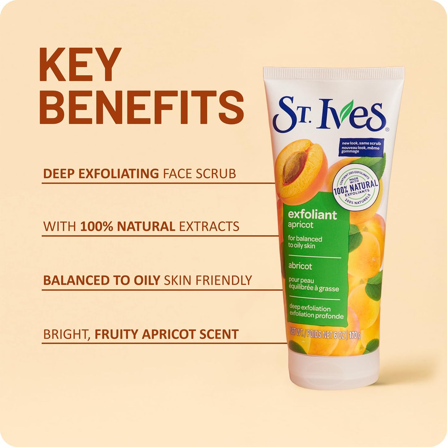 St. Ives Apricot Facial Scrub, Fresh Skin 5-Pack - Face Exfoliant for Balanced to Oily Skin, 6 Oz Ea Beauty & Personal Care St. Ives
