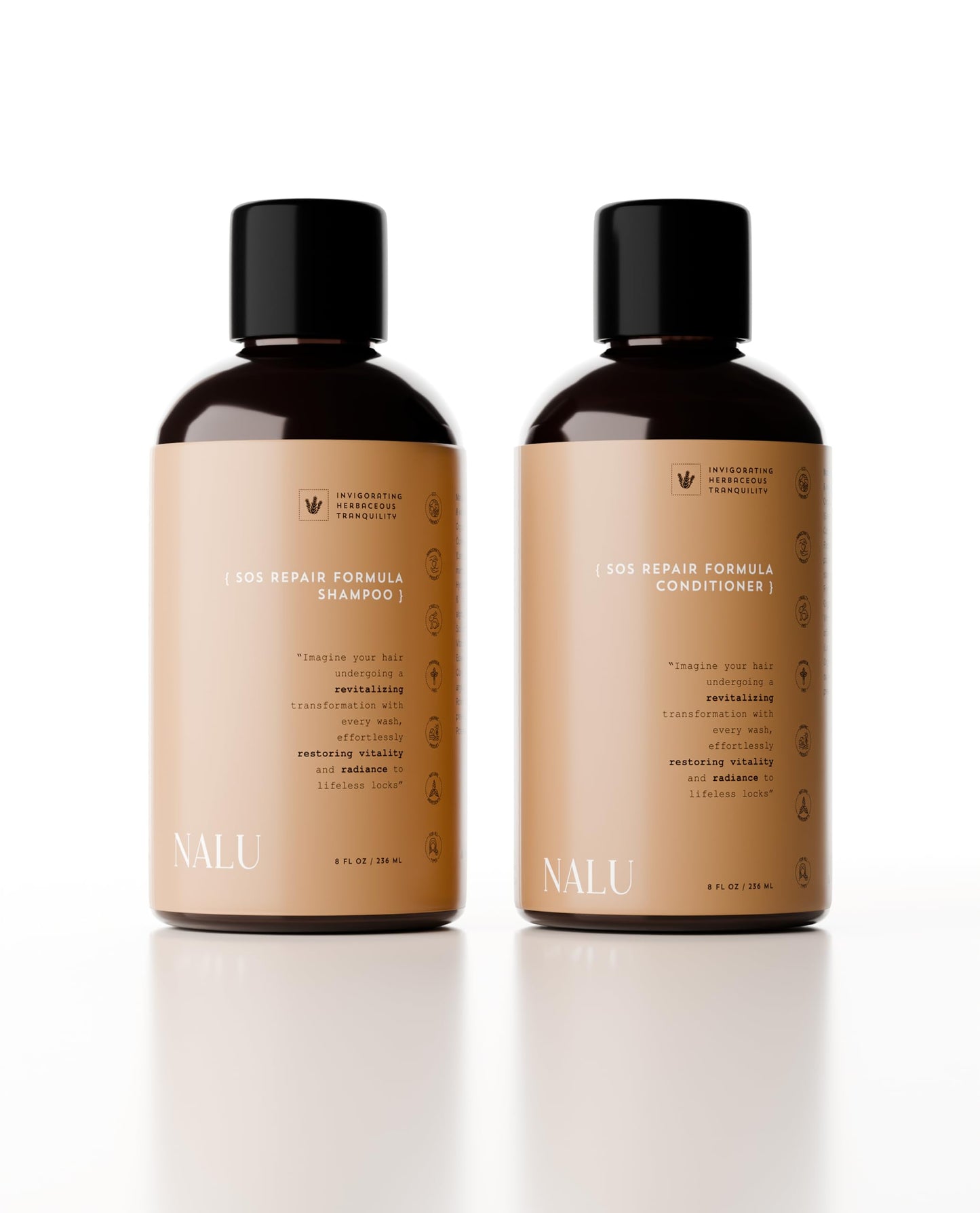 NALU SOS Repair Formula Shampoo and Conditioner Set - Effective Organic Strengthening and Restorative Care for Very Damaged Hair. 8 Fl Oz Each. Beauty & Personal Care NALU