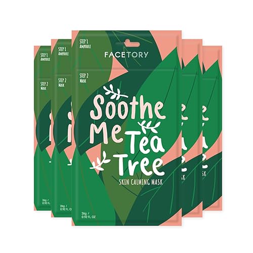 FACETORY K Beauty Face Mask Skin Care - Soothe Me Tea Tree 2-Step Sheet Mask with Tea Tree Extract & Chamomile + Soothing Ampoule | Skin Calming, Acne Beauty & Personal Care FACETORY