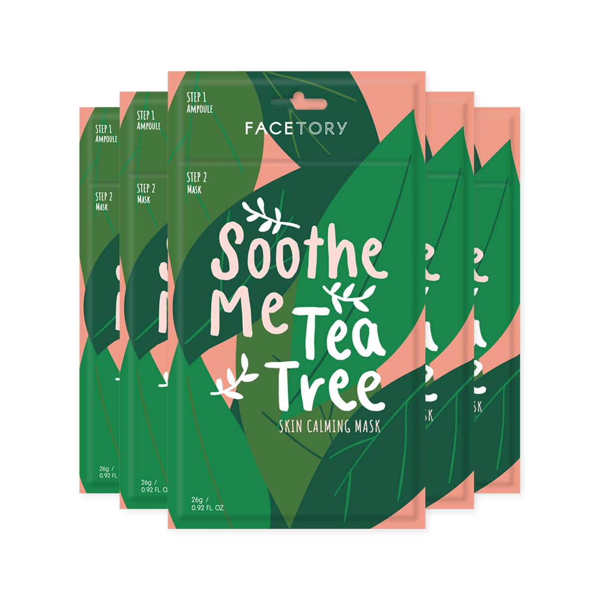 FACETORY K Beauty Face Mask Skin Care - Soothe Me Tea Tree 2-Step Sheet Mask with Tea Tree Extract & Chamomile + Soothing Ampoule | Skin Calming, Acne Beauty & Personal Care FACETORY