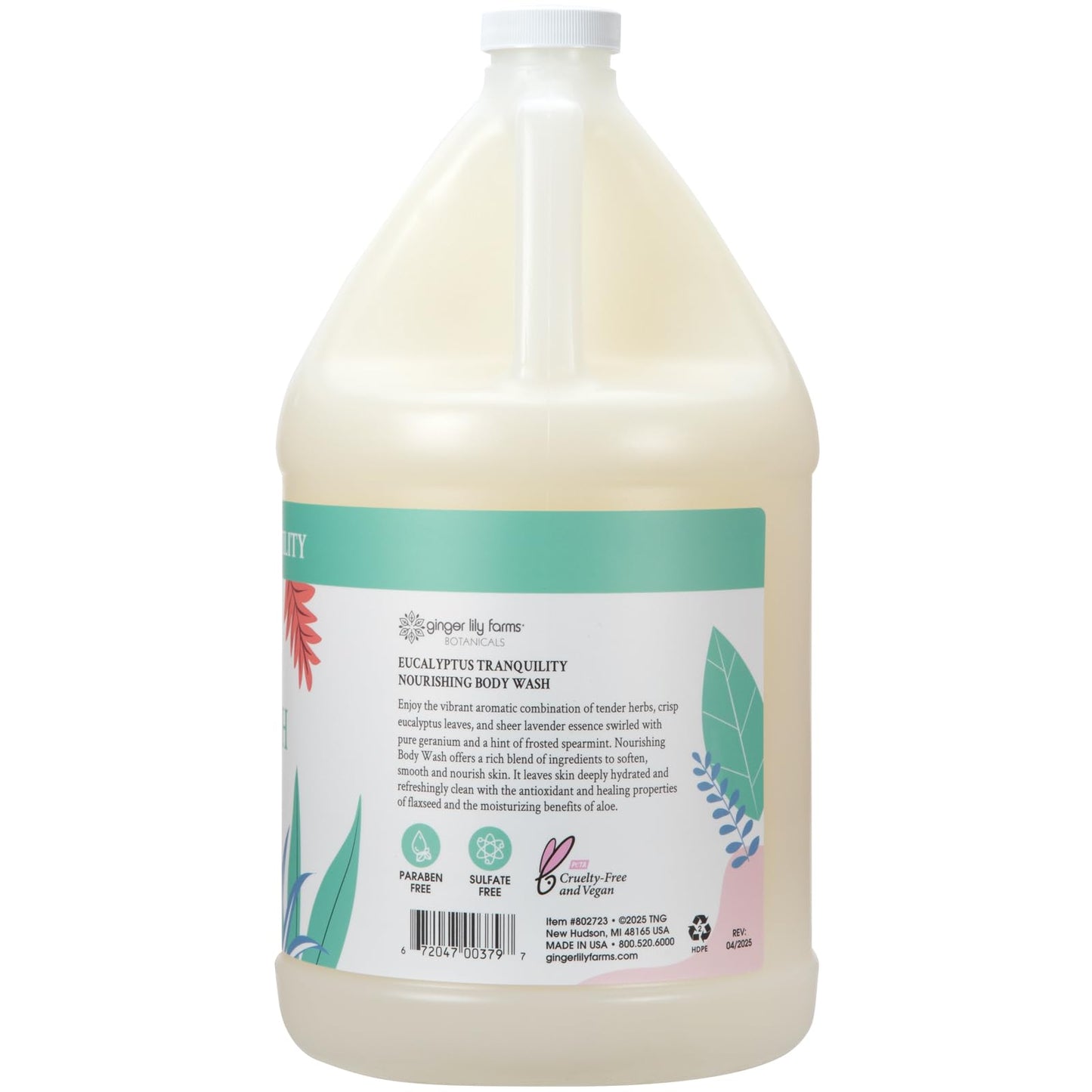 Ginger Lily Farms Botanicals Nourishing Body Wash, Eucalyptus Tranquility, 100% Vegan & Cruelty-Free, 1 Gallon (128 fl oz) Refill Beauty & Personal Care Ginger Lily Farms