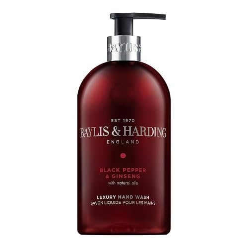 Baylis & Harding Liquid Hand Soap Wash with Dispenser, Black Pepper & Ginseng for Men, 16.9oz/500ml Beauty & Personal Care Baylis & Harding