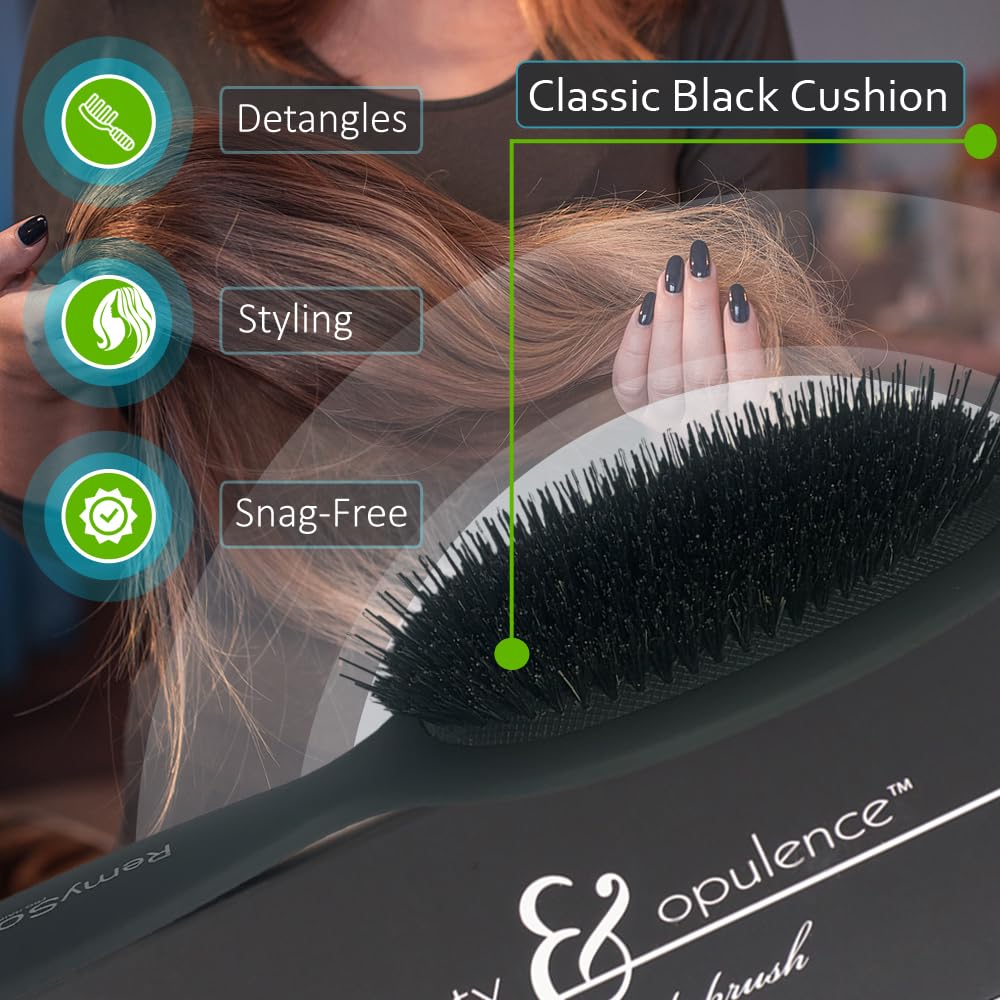 RemySoft Beauty & Opulence Boar Bristle Brush - Safe For Hair Extensions, Weaves and Wigs Beauty & Personal Care RemySoft
