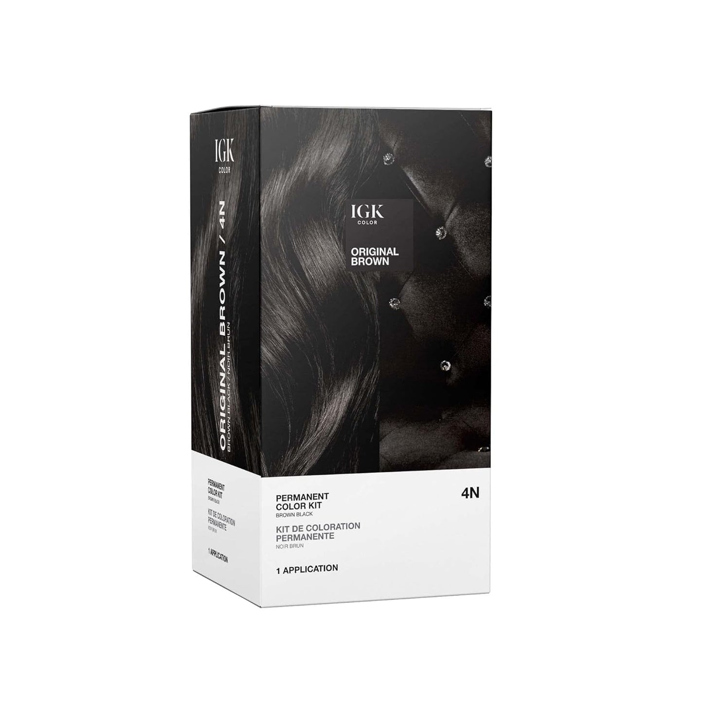 IGK Permanent Hair Dye Color Kit | 4N Original Brown - Brown Black | 100% Gray Color Coverage + Strengthen + Shine | Ammonia Free Beauty & Personal Care IGK