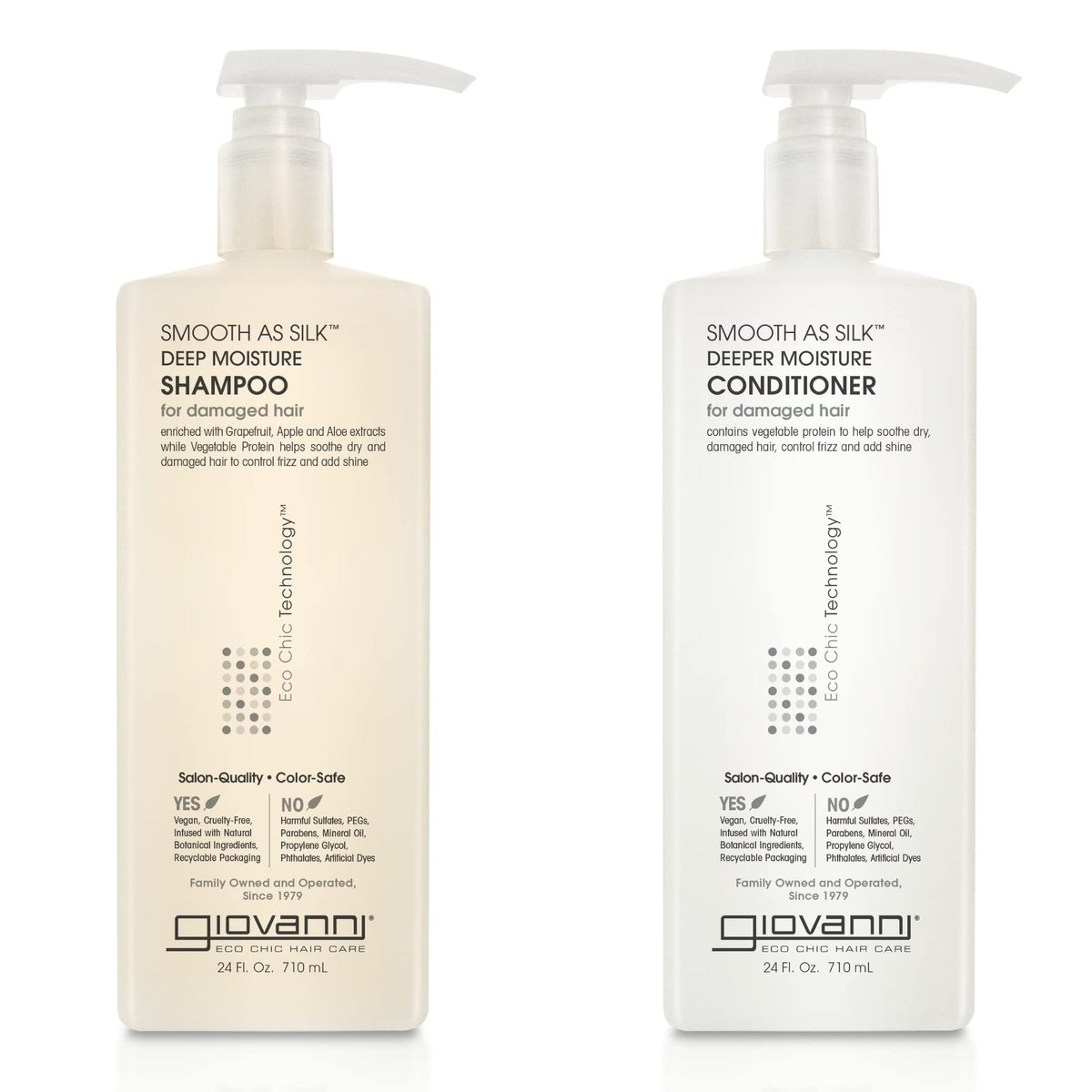 GIOVANNI HAIR CARE PRODUCTS Giovanni Smooth as Silk Deeper Moisture Shampoo & Conditioner Set, 24 Oz. Calms Frizz, Detangles, Wash & Go, Co Wash, No Beauty & Personal Care GIOVANNI