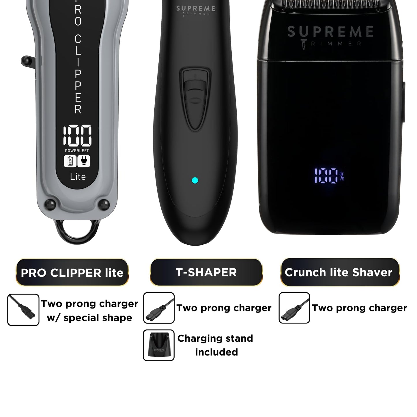 Supreme Trimmer 3-in-1 Barber Bundle - Pro Clipper Lite, DLC T-Shaper Trimmer, Crunch Lite Foil Shaver - Professional Beard Trimmer/Clipper Kit Beauty and Personal Care Supreme Trimmer