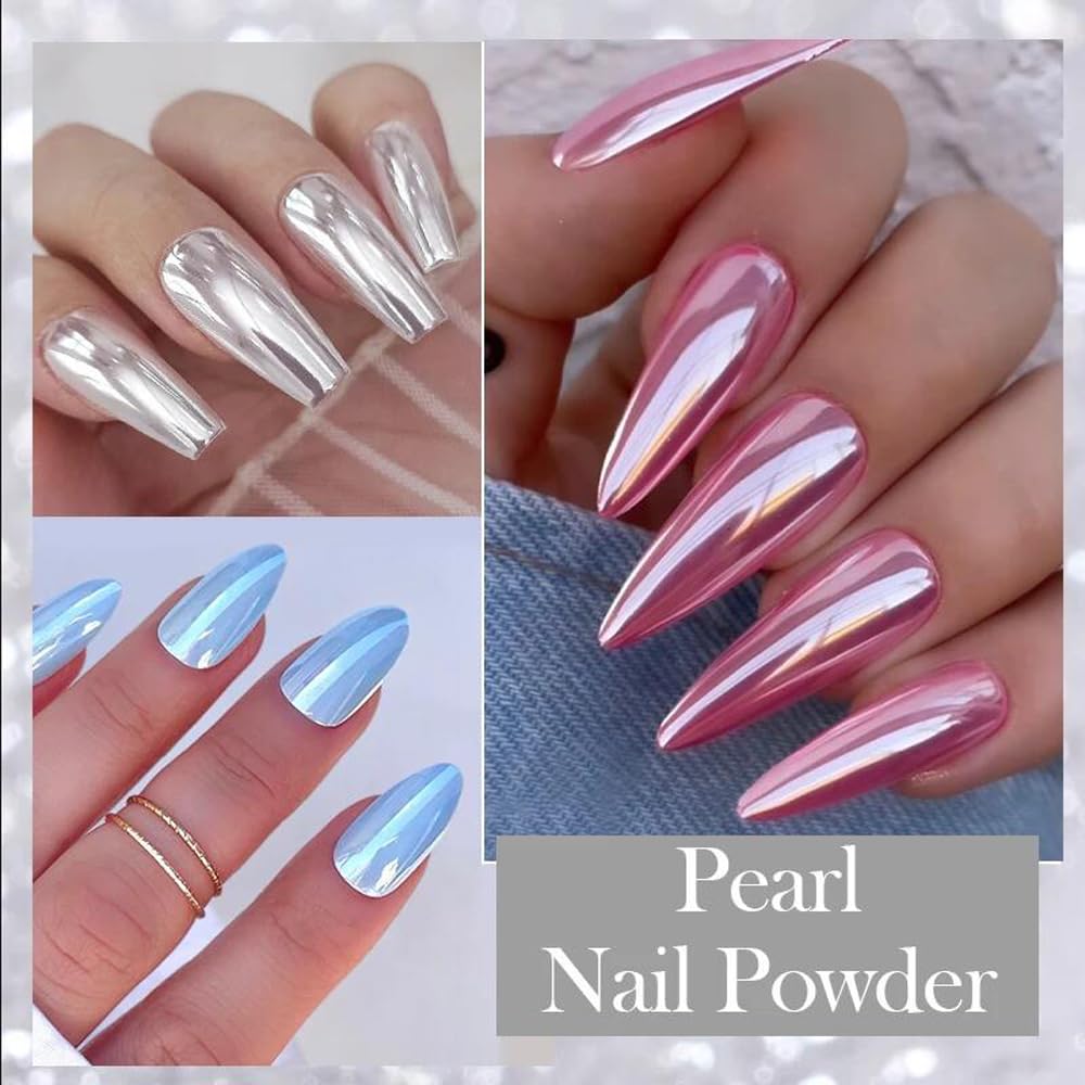 1 Box Nail Glitter Peacock Pearl Nail Powder Shimmer Glitter Wedding Bride Nail Design Rubbing Dust Mirror Effect Fairy Powder DIY Gradient Nail Art Beauty & Personal Care Bellecrey