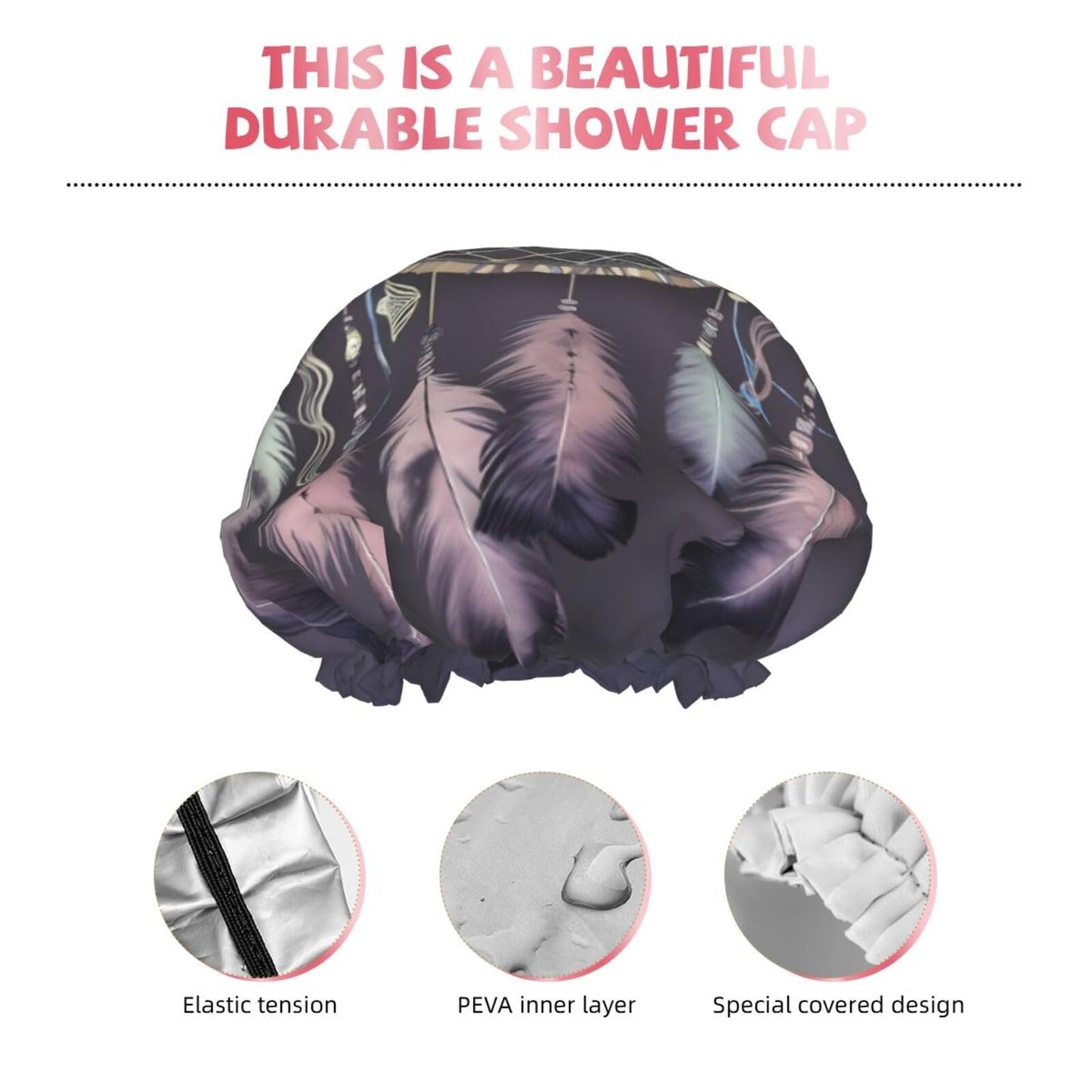 Dream Catcher Shower Cap for Women Men Large Reusable Shower Bonnet Double-Layer Waterproof Bath Caps Elastic Band Hair Hat for All Hairstyles Beauty and Personal Care BWLHJKE