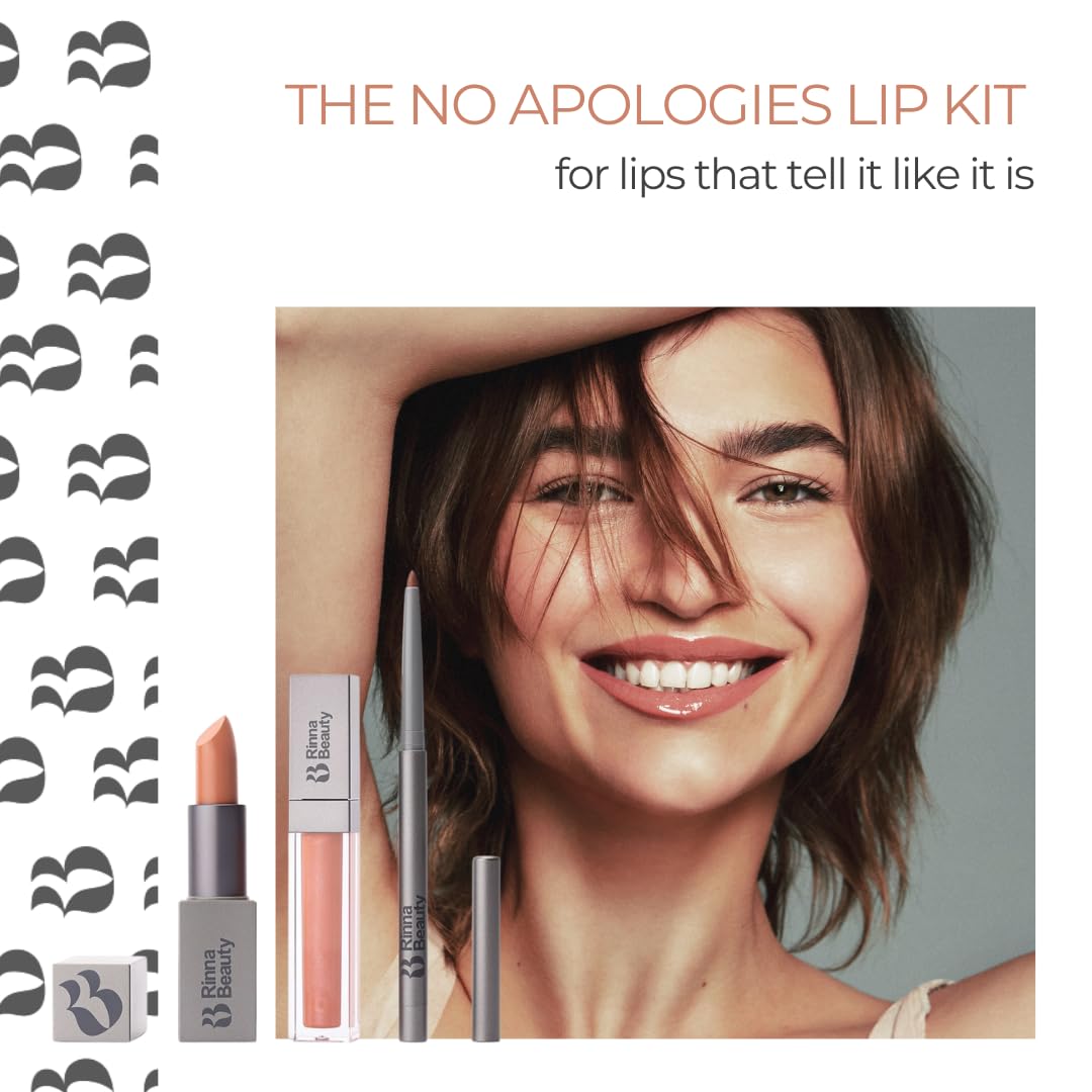 Rinna Beauty Icon Lip Kit - No Apologies - All-in-one Lip Kit - Includes Lipstick, Lip Gloss, and Lip Liner - NUDE CORAL look - Vegan, LONG-LASTING: Beauty & Personal Care Rinna Beauty