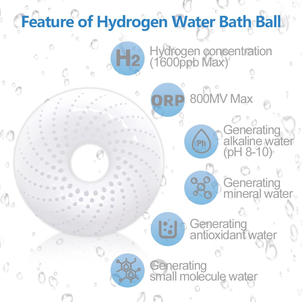 Unosuich Hydrogen Bath Bombs Nano Bubble Shower Spa Bathtub Natural Pure Hydrogen Bath Ball for Deep Cleaning While Enjoying a Healthy Spa White Beauty and Personal Care Unosuich