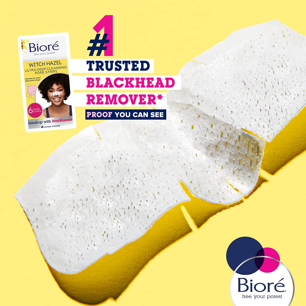 Bioré Witch Hazel Ultra Cleansing Pore Strips, Nose Strips, Clears Pores up to 2x More than Original Pore Strips, 6 Ct, features C-Bond Technology Beauty & Personal Care Bioré