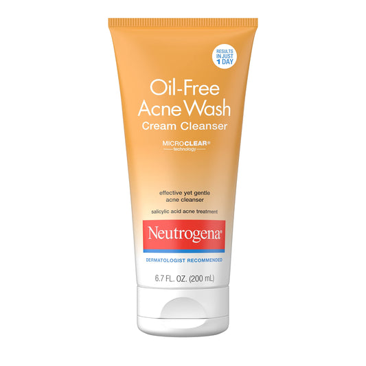 Neutrogena Oil-Free Acne Face Wash Cream Cleanser with 2% Salicylic Acid Acne Treatment, Non-Comedogenic & Gentle Daily Facial Cleanser for Acne-Prone Beauty & Personal Care Neutrogena