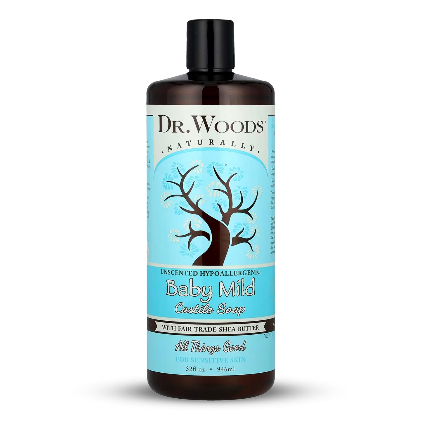 Dr. Woods Unscented Baby Mild Liquid Castile Soap - Gentle Cleanser with Organic Shea Butter, Natural Soap for Sensitive Skin - Paraben, Sulfate, Beauty & Personal Care Dr. Woods