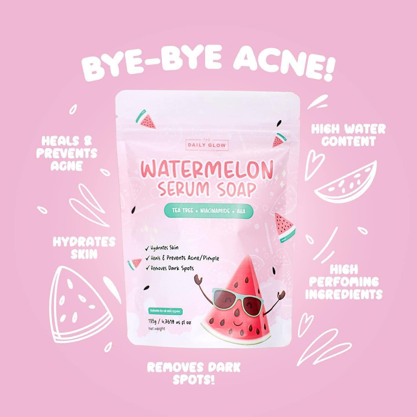 The Daily Glow Essentials Watermelon Serum Soap, 2 Bars x 135g Beauty & Personal Care The Daily Glow Essentials