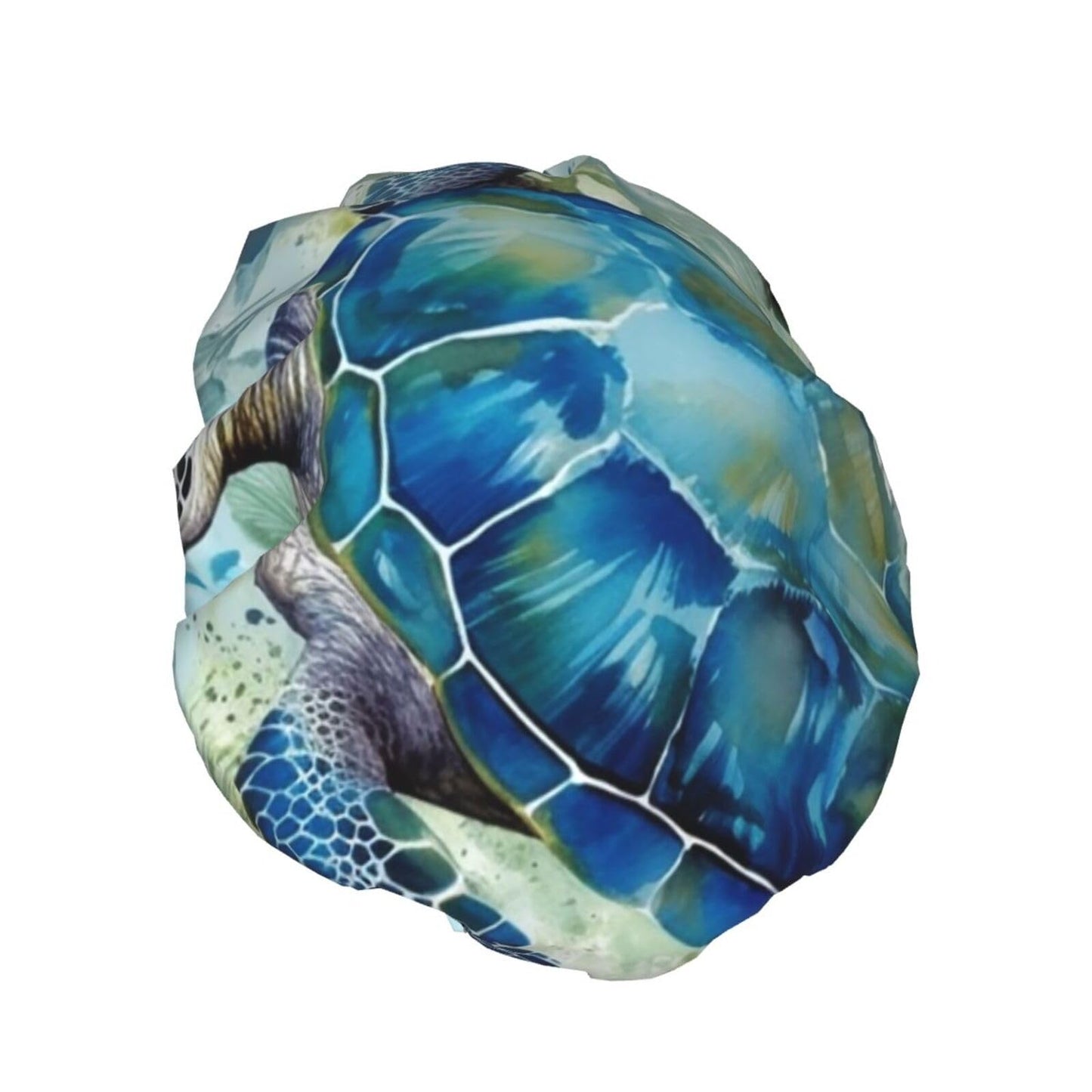 Sea Turtle-Blue Shower Cap for Women Men Large Reusable Shower Bonnet Double-Layer Waterproof Bath Caps Elastic Band Hair Hat for All Hairstyles Beauty and Personal Care BWLHJKE
