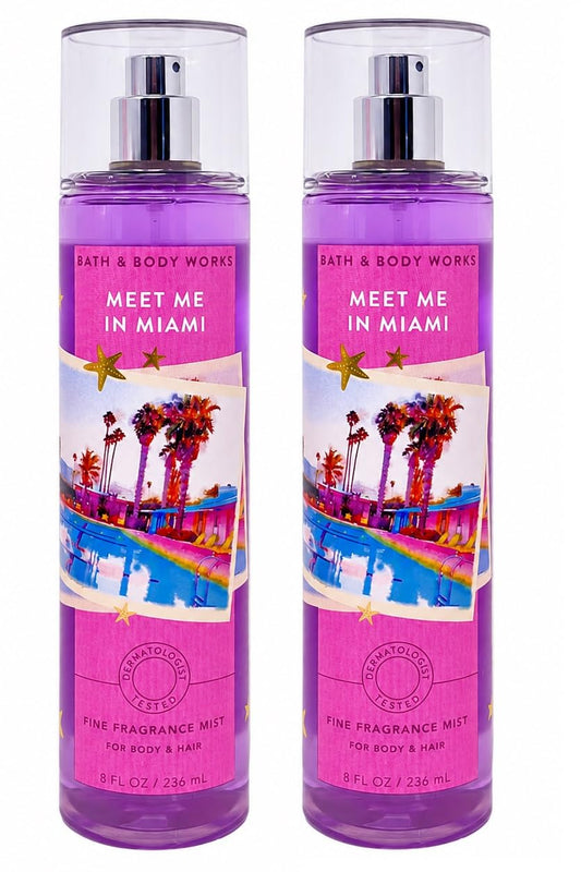 Bath & Body Works Fine Fragrance Mist - Pack of 2 - Meet Me In Miami - FULL SIZE 8 oz each Beauty & Personal Care Bath & Body Works