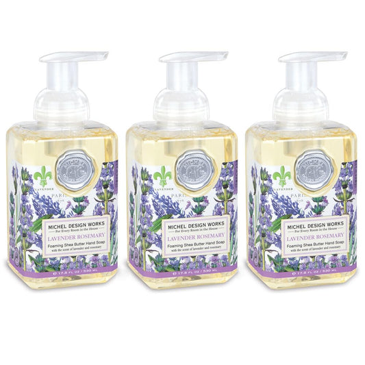 Michel Design Works Foaming Hand Soap, Lavender Rosemary, with Soap Dispenser, 3-Pack, 17.8 Fl oz Each Beauty & Personal Care Michel Design Works